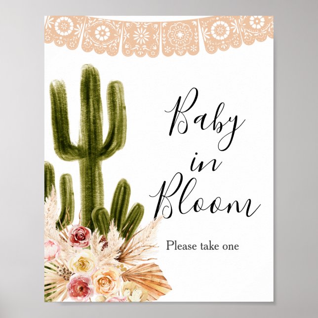 Poster Symbole Boho Cactus Taco Bout Baby in Bloom (Devant)