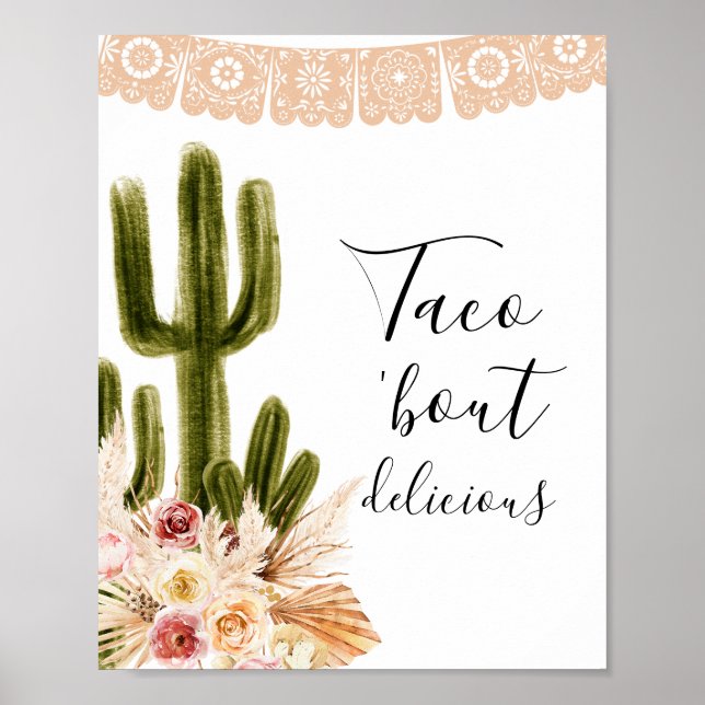 Poster Symbole Boho Cactus Taco 'Bout délicieux (Devant)