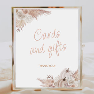 Poster Symbole Boho Citrouille Baby shower Cartes Et Cade