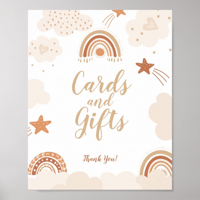 Poster Symbole Boho Rainbow Cards et Cadeaux (Devant)
