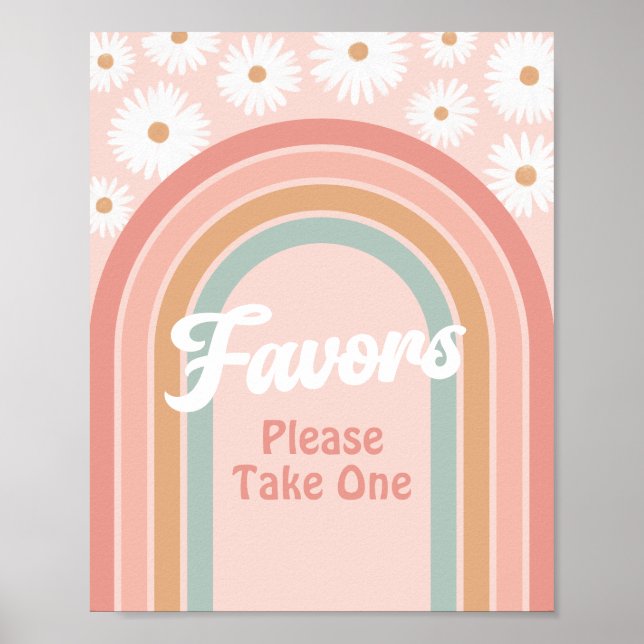 Poster Symbole Boho Retro Daisy Anniversaire Faveurs (Devant)