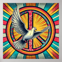 Symbole Boho Retro Dove and Peace