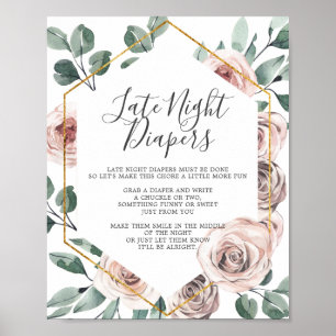 Poster Symbole Boho Rose Baby shower tard la nuit Diaposi