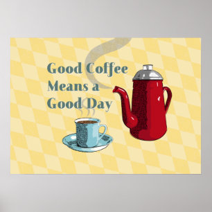 Poster SYMBOLE BON CAFÉ DU MOYEN-SIÈCLE L RÉtro