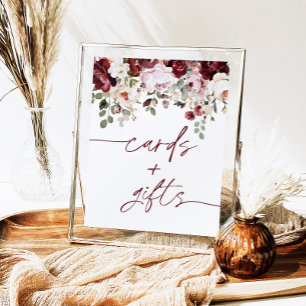 Poster Symbole Bourgogne Fleurs Roses Rouges Cartes et Ca