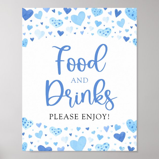 Poster Symbole Boy Blue Hearts Valentine Nourriture et bo (Devant)