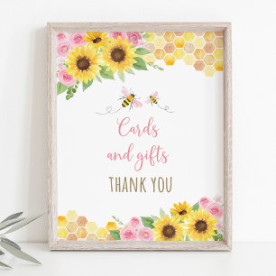 Poster Symbole Cadeaux d'anniversaire de l'abeille rose