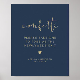 Poster SYMBOLE CAITLIN Moderne Marine et Gold Confetti To