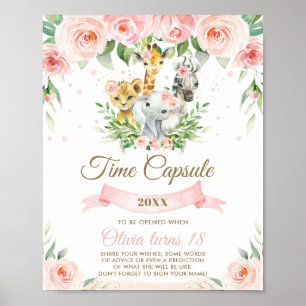 Poster Symbole Chic Jungle Animaux Rose Floral Temps Caps