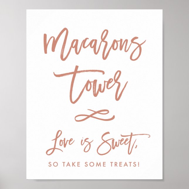 Poster SYMBOLE CHIC Rose Lettré Mariage Macarons (Devant)