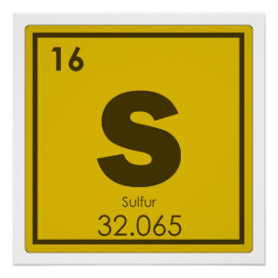 Poster Symbole chimique de l'élément de soufre formule ch