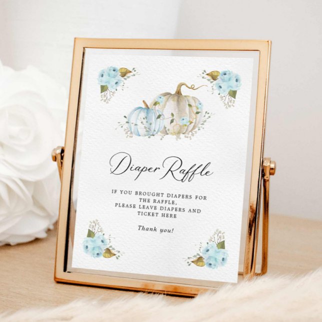 Poster SYMBOLE citrouille Baby shower Déchets (Fall Pumpkin Baby Shower Diaper Raffle Sign)