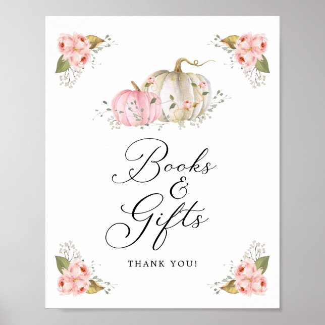 Poster Symbole Citrouille rose Livres et Cadeaux (Devant)