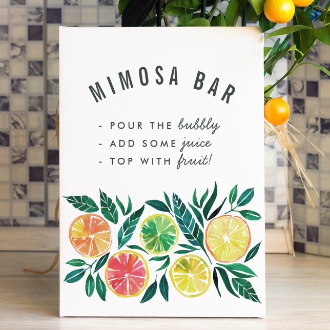 Poster Symbole Citrus Mimosa Bar Cocktail Boissons (Sign Mock-up)