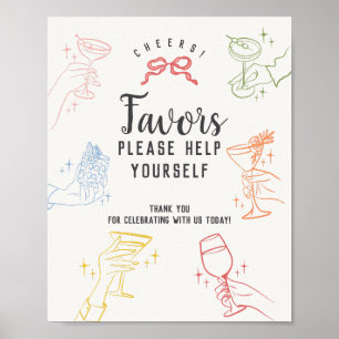 Poster Symbole Colorful Cocktail Party Retro Faveurs