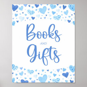 Poster Symbole Cute Blue Hearts Valentine Livres et Cadea