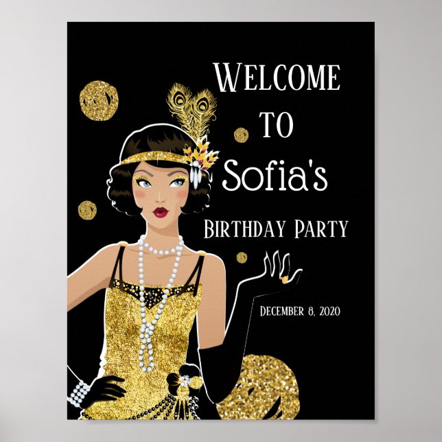 Poster Symbole d'accueil flapper girl gatsby 1920 (Devant)