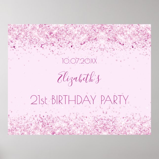 Poster Symbole d'accueil rose fête d'anniversaire (Devant)