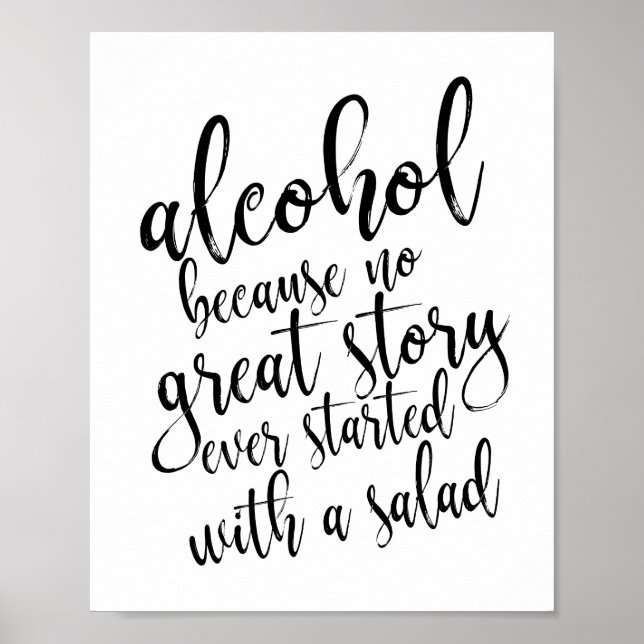 Poster Symbole d'alcool mariage noir et blanc 8x10 (Devant)