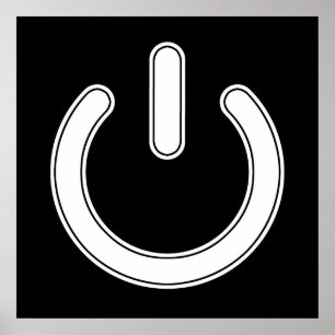 Poster Symbole d'alimentation (noir et blanc)
