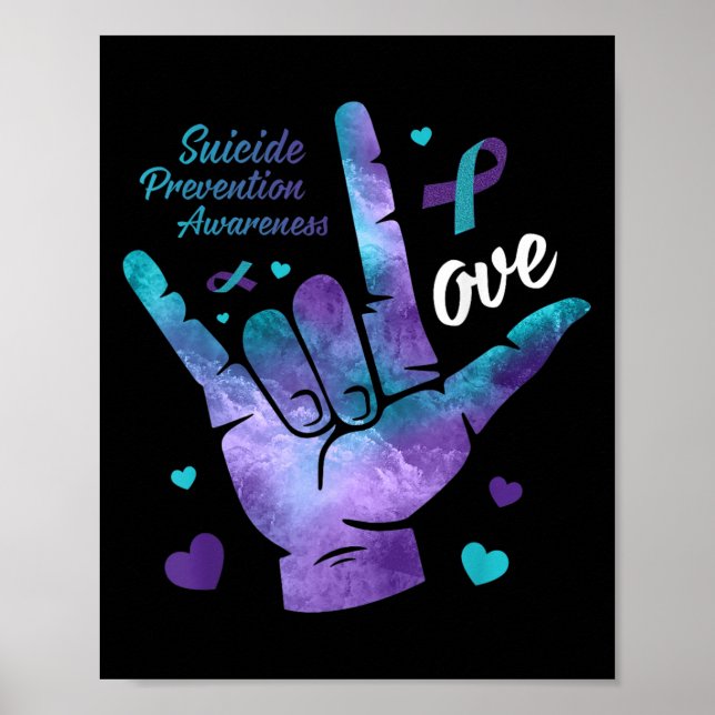 Poster Symbole d'amour Turquoise &amp ; Suicide de ruban  (Devant)