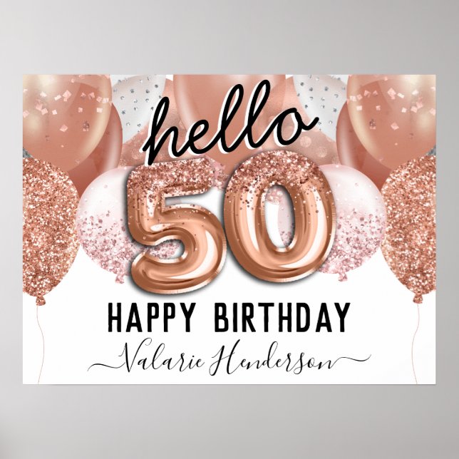 Poster Symbole d'anniversaire de 50 Parties scintillant r (Devant)