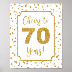Poster Symbole d'anniversaire de Confetti Gold à 70 ans