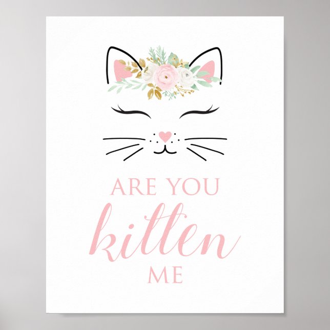 Poster Symbole d'anniversaire de Kitten Visage kitty flor (Devant)