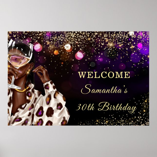 Poster SYMBOLE D'ANNIVERSAIRE DE LA FEMME Afro-Américaine (Devant)
