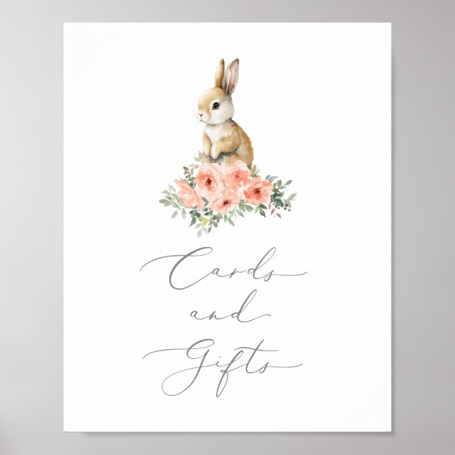Poster Symbole d'anniversaire de la fille de Bunny Floral (Devant)