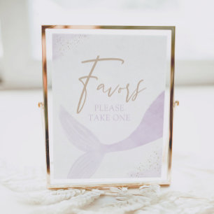 Poster Symbole d'anniversaire de la fille mauve-sirène