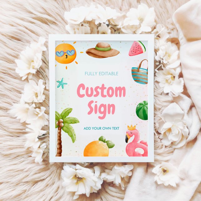 Poster Symbole d'anniversaire de la plage, signe de fête  (Créateur téléchargé)