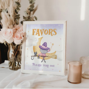 Poster Symbole d'anniversaire de la sorcière mignonne d'H