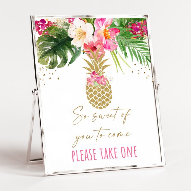 Poster Symbole d'anniversaire de l'ananas tropical floral (Créateur téléchargé)