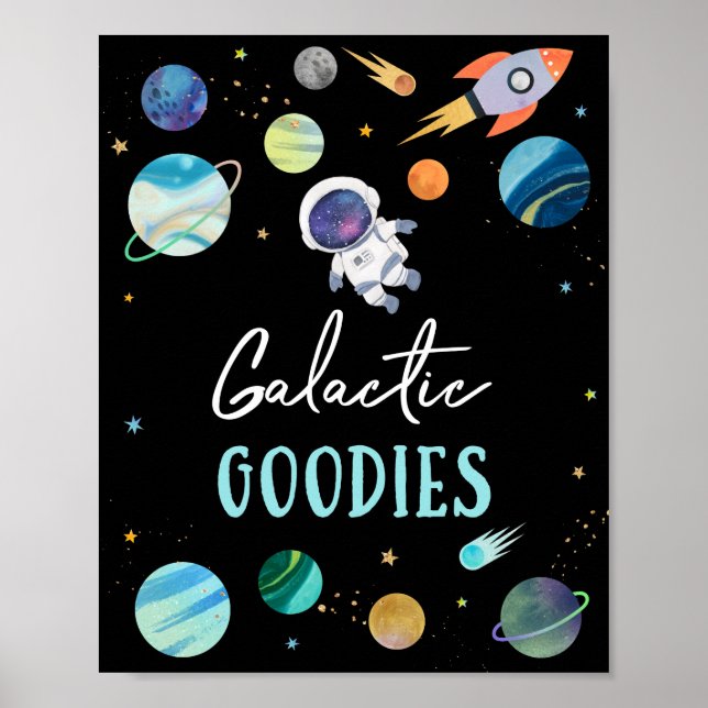 Poster Symbole d'anniversaire de l'astronaute bleu (Devant)