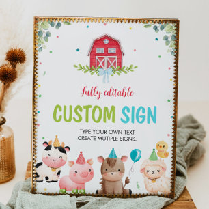 Poster Symbole d'anniversaire des animaux de ferme