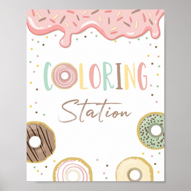 Poster Symbole d'anniversaire Donut Rose Girl (Devant)