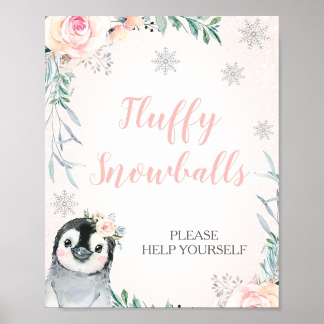 Poster Symbole d'anniversaire du Penguin d'hiver Floral (Devant)