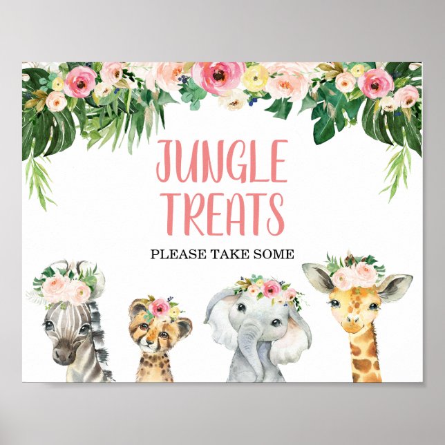 Poster Symbole d'anniversaire Filles Floral Foliage Safar (Devant)