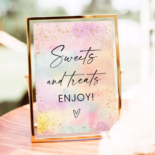 Poster Symbole d'anniversaire Pastel Rainbow Gold Sweet