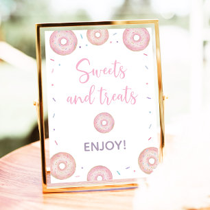 Poster Symbole d'anniversaire Pink Pastel Donut Sweet
