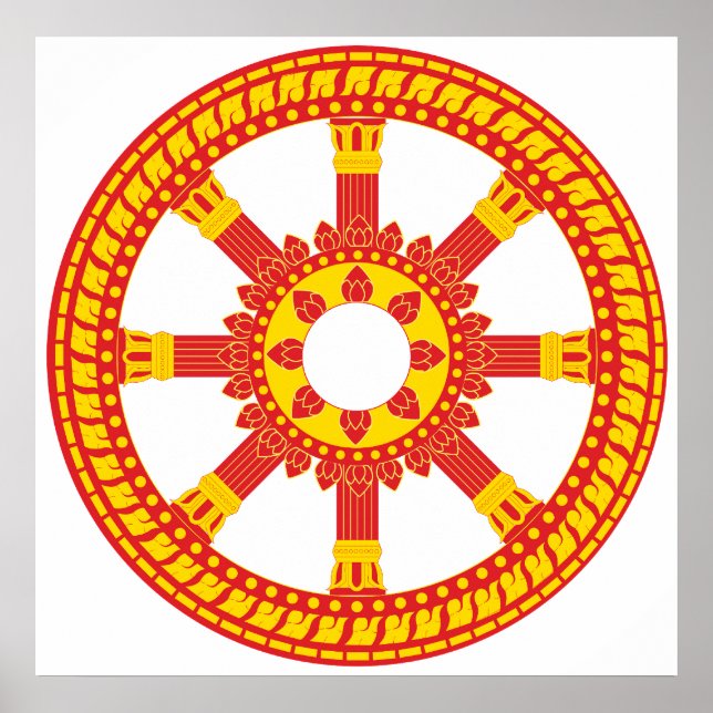 Poster Symbole d'Ashtamangala Roue Dharmachakra (Devant)