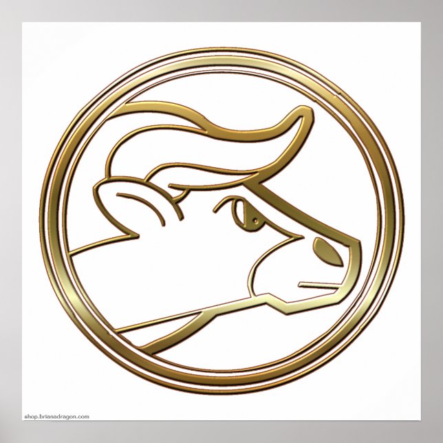 Poster Symbole d'astrologie du Taurus d'or Zodiac (Devant)