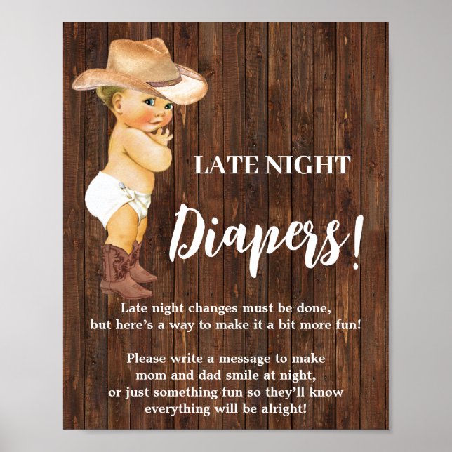 Poster Symbole de Baby shower de Cowboy des Diapeurs de n (Devant)