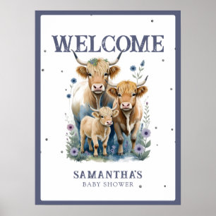 Poster Symbole de Baby shower élégant de la vache Sainte-