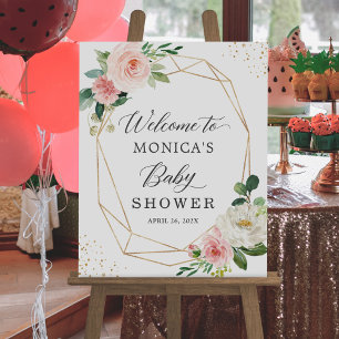 Poster Symbole de Baby shower floral géométrique mou mode