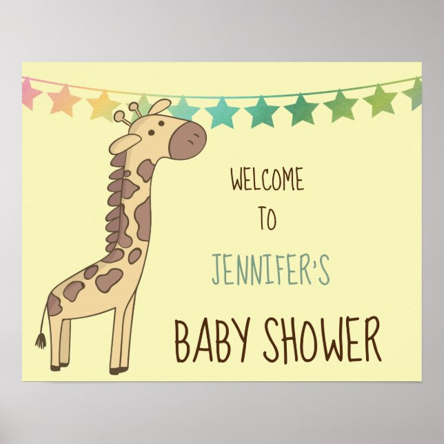 Poster Symbole de Baby shower personnalisable Giraffe et  (Devant)