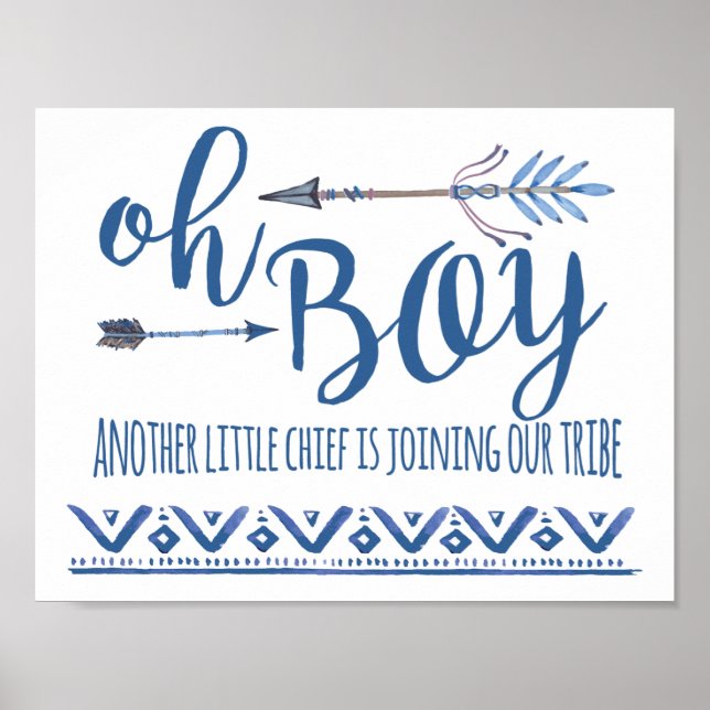 Poster SYMBOLE DE Baby shower Tribal Oh Boy (Devant)