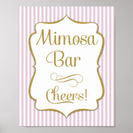 Poster Symbole de barre Mimosa Bande or rose