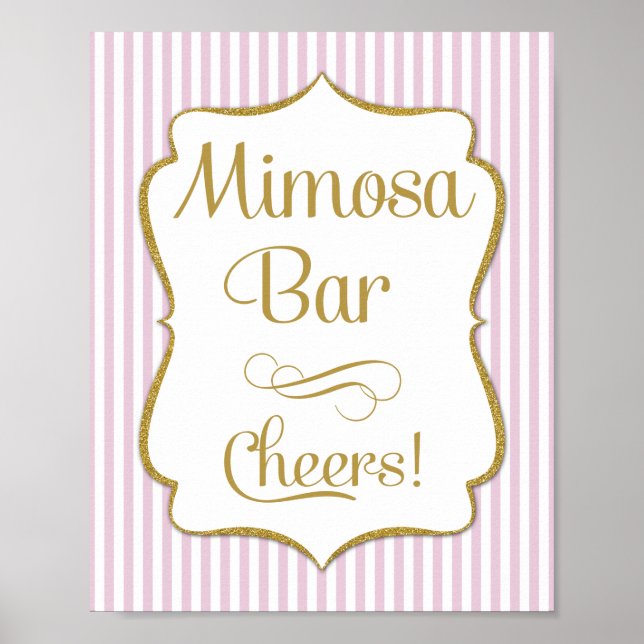Poster Symbole de barre Mimosa Bande or rose (Devant)